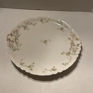 Piatto torta floreale Haviland Limoges vintage 11,5” dettaglio oro, Francia, antico - Foto 1 di 5