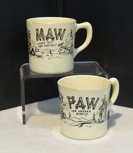 Juego de tazas vintage Maw-Paw "Coffee's Ready" Hillbilly, ESCASO Homer Laughlin, ¡DIVERTIDO! - Imagen 1 de 8