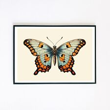 Retro Butterfly Classic Tattoo Moth Illustration 7x5 Home Decor Wall Art Print 