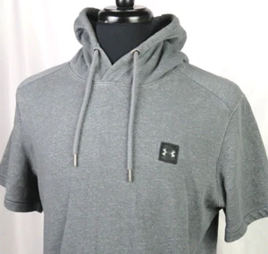 Men's Under Armour Short Sleeved Pull Over Gray Athletic Hoodie Sweatshirt Large - Picture 1 of 6