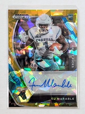 2021 Panini Prizm Draft Picks CJ Marble Gold Ice Auto RC #DPA-CJM Chicago Bears - Image 1 of 2
