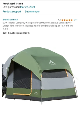 Barraca GoHimal SUV para acampamento, impermeável PU3000mm espaçosa camada dupla design... - Imagem 1 de 4
