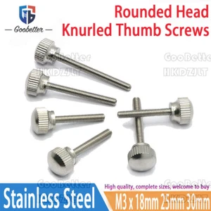 M3 Knurled Thumb Screws 303 Stainless Steel Hand Turn Knob Bolts 18mm 25mm 30mm - Picture 1 of 4