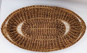 Vtg American Indian 18.5 x 11 x 2" Pine Needle Basket Handmade by Helen Johnson - Picture 1 of 6