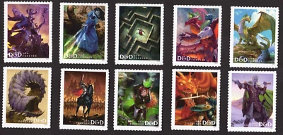 Scott #5909 Dungeons & Dragons Block of 10 Forever Stamps - MNH UV - Image 1 of 2