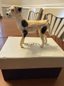 Ciel White Tosa Dog Jeweled Trinket Box with SWAROVSKI Crystals - Picture 1 of 8