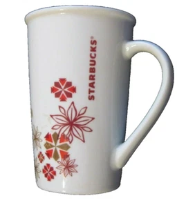 Starbucks Christmas Red Brown Geometric Flower Holidays Ceramic Coffee Mug 12 oz - Picture 1 of 6