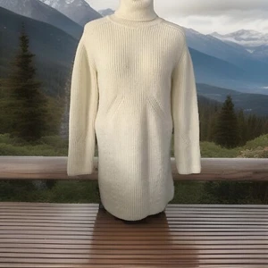 M&S Autograph cremefarbener längerer hochgeschlossener unifarbener Strickpullover Damengröße UK 12 - Bild 1 von 6