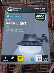 Commercial Electric 46W Outdoor LED Area Light, Dusk to Dawn (Gray) DW9519GY-A - Picture 1 of 3