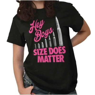 Camiseta Camiseta Funny Pro Guns Hey Boys Talla Does Matter Para Mujer Gráfica Cuello Redondo Foto 1 de 4