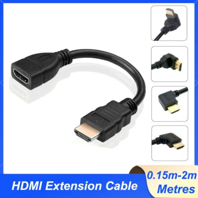 HDMI Extension Cable 4K V 1.4 Extender Lead Right Angle Male To Female 0.15m-2m - Image 1 of 4