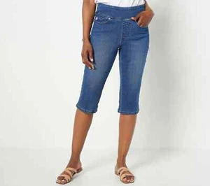 Belle by Kim Gravel Regular TripleLuxe Denim Pedal Pushers Size 32W A489398 - Picture 1 of 2