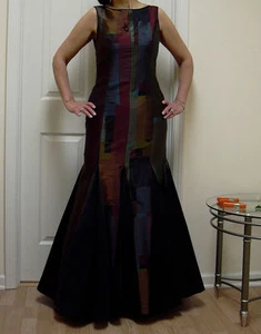 CAROL PERETZ GORGEOUS LONG GOWN SILK SIZE 10 ITALIAN SILK CUSTOM WOVEN $2000 - Imagen 1 de 3