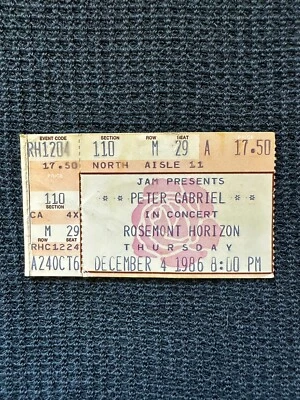 PETER GABRIEL CONCERT TICKET STUB DECEMBER 4 1986 ROSEMONT HORIZON IL - Image 1 of 2