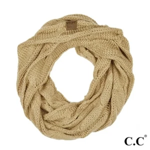 C.C Camel Cable Knit Infinity Scarf - Picture 1 of 1