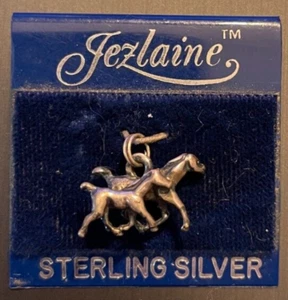 Vintage Jezlaine Sterling Silver Trotting Mare & Foal Horse Charm Solid 3-D LOOK - Picture 1 of 3