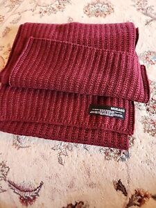 Murano Merino Wool blend scarf Maroon ribbed knit 76 X 10" warm neck