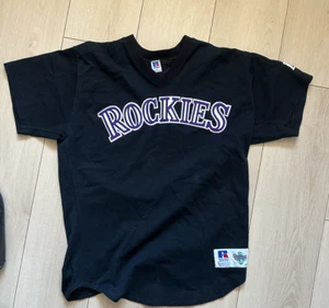 Vintage Russell Colorado Rockies Black V Neck Pullover Jersey Size 44 - Picture 1 of 4