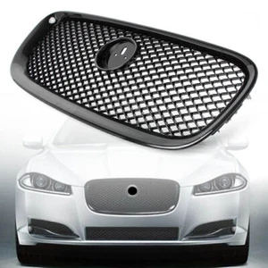 Gloss Black Upper Grill Front Grille Mesh Fit Jaguar XF XFR 2012 2013 2014 2015 - Picture 1 of 8
