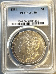 MORGAN SILVER DOLLAR 1891 PCGS AU50 - Picture 1 of 2