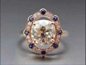 2Ct Cushion Cut Real Moissanite Vintage Women Wedding Ring 14K Rose Gold Plated - Picture 1 of 7