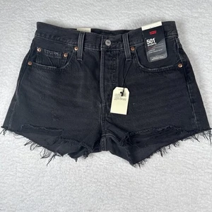 Pantalones cortos de tiro alto originales Levi’s 501 100 % algodón desgastados para mujer talla 28 nuevos con etiquetas - Imagen 1 de 13