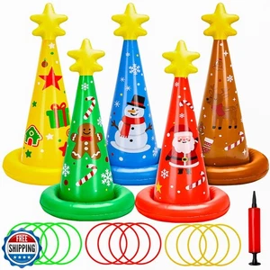 5 Pack Inflatable Christmas Ring Toss Game Set Holiday Party Supp - Picture 1 of 5