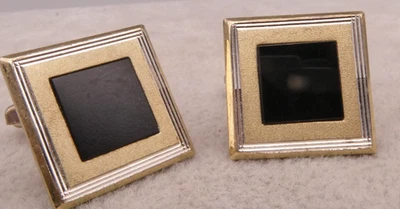 Manschettenknöpfe Silber 835 seltenes modernes mehrfärbiges Motiv mit Onyx - Bild 1 von 3