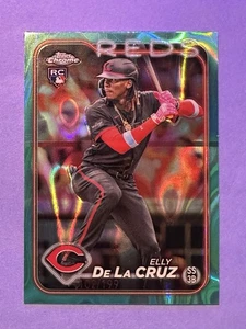 2024 Topps Chrome Elly De La Cruz #44 Aqua Lava Refractor /199 Reds Print Line - Picture 1 of 2