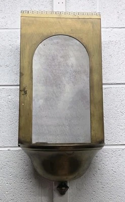 Antiguo espejo lavabo italiano con marco de latón macizo montado en la pared hecho a mano Italia ÚNICO EN SU CLASE Foto 1 de 4
