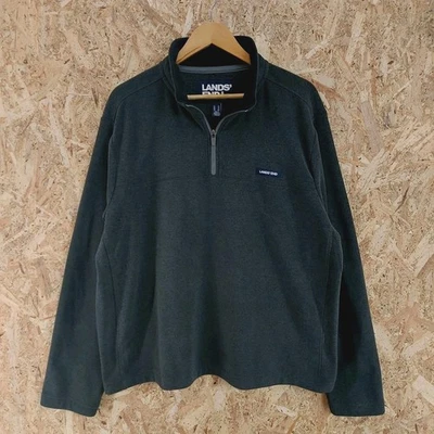 XL LANDS END Mens 1/4 Zip Fleece Sweatshirt Sweater Top Grey Excellent Condition - Image 1 of 4