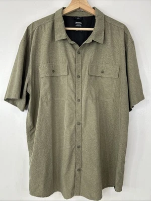 prAna Mens XXL Brown Heathered Lost Sol Short Sleeve Button Up Shirt - Image 1 of 4