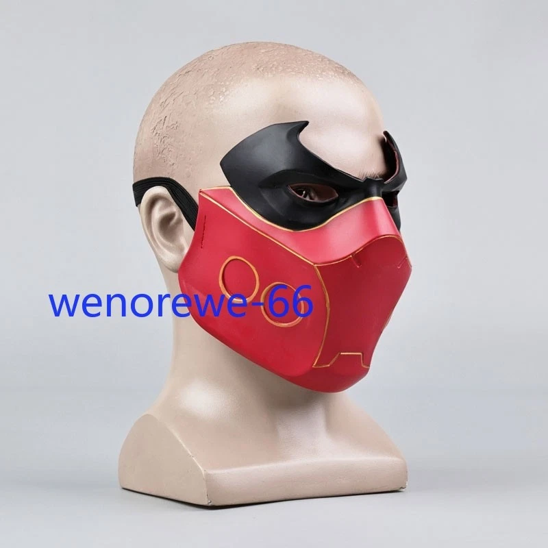 New Half Face Red Hood Mask Soft PVC Robin Batman Mask Halloween Cosplay Props - Image 1 of 4