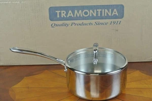 Sartén para salsa TRAMONTINA 3QT 2,8 L con tapa de vidrio triple revestimiento acero inoxidable 18/10 BRASIL - Imagen 1 de 1