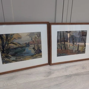 Folke Wilhelmsson Berg (1896-1974) 2 Mixed Media Paintings Of Africa 1952. Pair - Picture 1 of 19