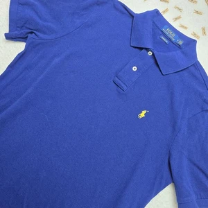 Polo Ralph Lauren Mens Classic Fit Polo Shirt Size M Blue Gold Pony Logo Casual - Picture 1 of 14