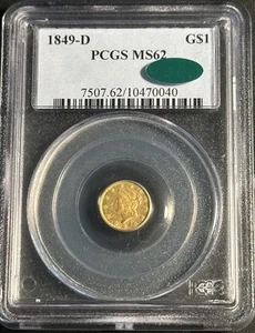 1849 D G$1 PCGS MS62 (CAC) RARE This Nice Dahlonega - Picture 1 of 2