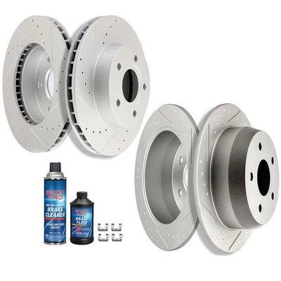 Fits Chevrolet Impala Limited 2014 2015 2016 Front + Rear Slotted Brake Rotors - Image 1 of 3