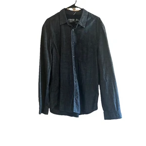 Gap Men's XL Blue Denim Button-Up Shirt Cotton Blend Dark Blue Long Sleeve - Picture 1 of 5
