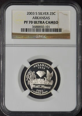2003-S Arkansas Silver State Quarter - NGC PF70 Ultra Cameo - ✪COINGIANTS✪ - Image 1 of 2