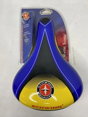 Asiento de bicicleta de calidad Schwinn asiento de bicicleta azul y amarillo Foto 1 de 4
