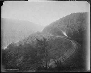 Cheat River,Buckhorn Wall,railroad tracks,West Virginia,Detroit Publishing,1892 - Picture 1 of 1