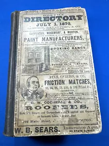 1870 Boston Directory, 300+ Pgs Ads ~ Ship Building, Undertaker, Submarine Work! - Bild 1 von 24