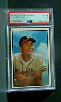 1953 Bowman Color #151 Joe Adcock PSA 5 / No Flaws! - Image 1 of 2