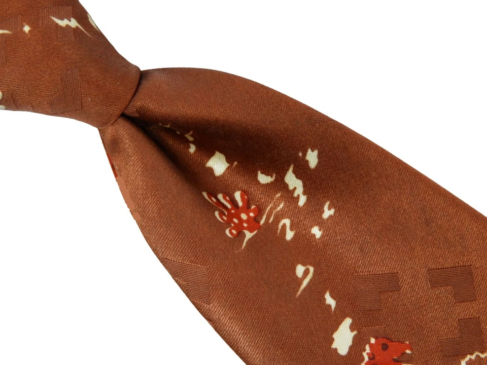 Men’s 1940’s SEAHORSE DESIGN Rayon Tie Red/White/Gray/Russet Swing Era Big Band - Image 1 of 4