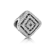 Authentic Pandora Silver Geometric Lines Clear CZ Bead 796211CZ