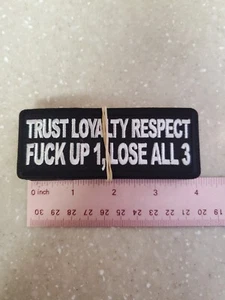 BIKER PATCH "TRUST LOYALTY RESPECT" BLK/WHT NEW NICE - Picture 1 of 1