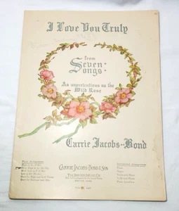 Antico spartito musicale vecchia canzone matrimonio ti amo veramente da sette canzoni 1906 - Foto 1 di 5