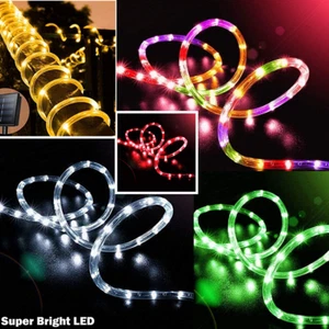Solar LED Rope String Fairy Night Lights Outdoor Waterproof Garden Decor IP65 - Picture 1 of 23