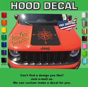 Hood Decal Fits Jeep Renegade Blackout (Compass) Ren-11 - Picture 1 of 4